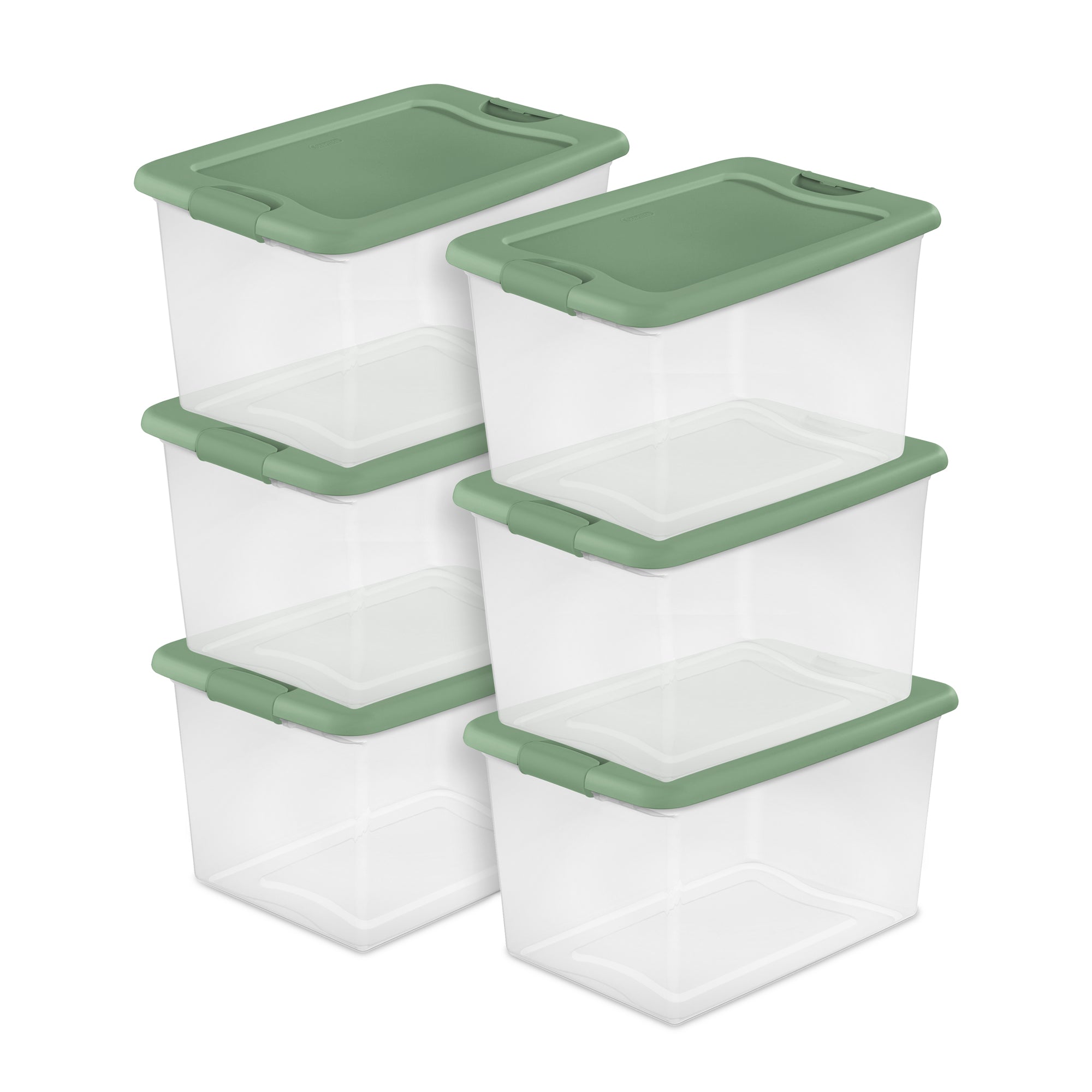 Sterilite 64 Quart Latching Plastic Storage Container Tote, Crisp Green (6 Pack) - VMInnovations