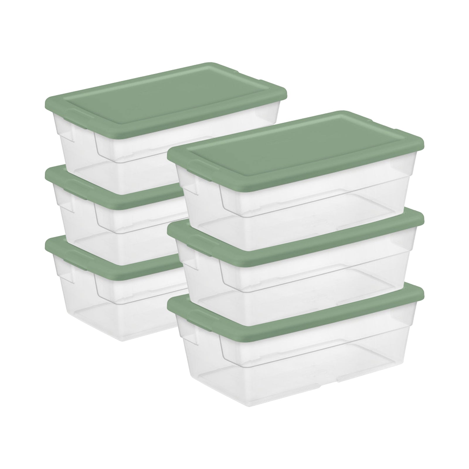 Sterilite Clear Stackable 6 Qt Storage Tote Box Container, Crisp Green (30 Pack) - VMInnovations
