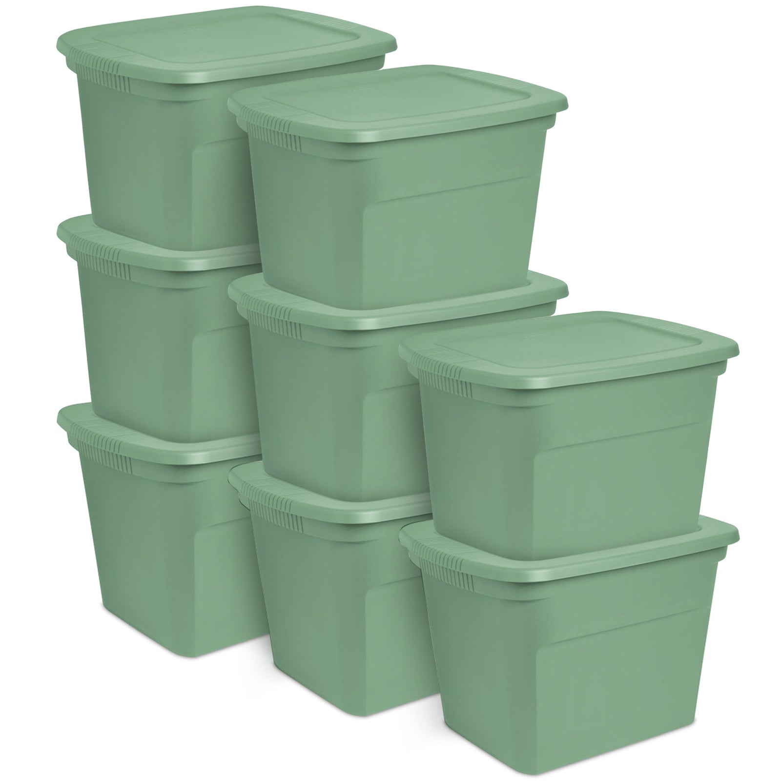 Sterilite 18 Gallon Stackable Storage Tote with Handles, Crisp Green (8 Pack) - VMInnovations