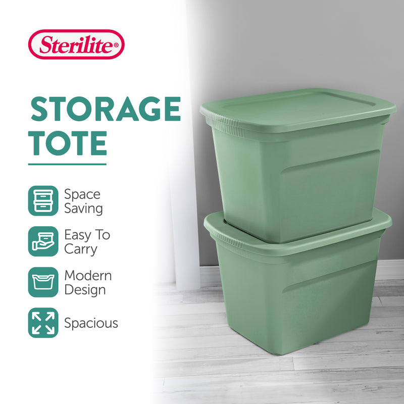 Sterilite 18 Gallon Stackable Storage Tote with Handles, Crisp Green (8 Pack)