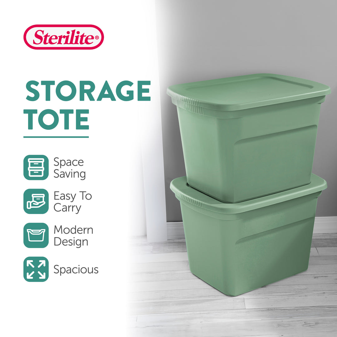 Sterilite 18 Gallon Stackable Storage Tote with Handles, Crisp Green (16 Pack)