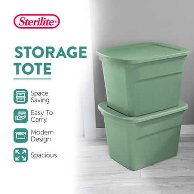 Sterilite 18 Gallon Stackable Storage Tote with Handles, Crisp Green (16 Pack) - VMInnovations