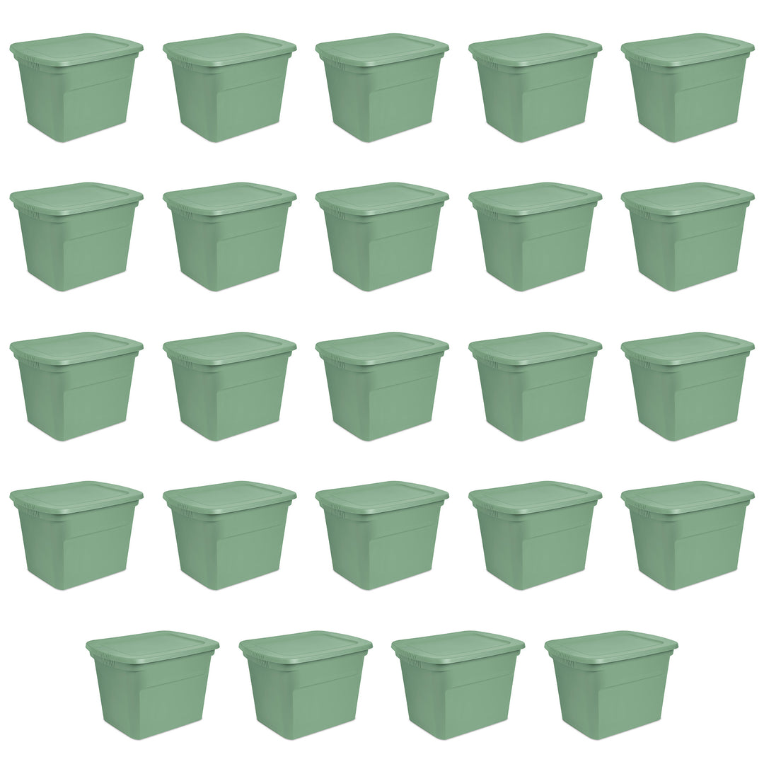 Sterilite 18 Gallon Stackable Storage Tote with Handles, Crisp Green (24 Pack)