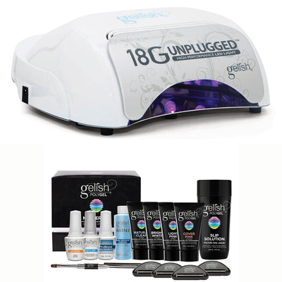 Gelish 18G Unplugged Portable LED Cure Lamp w/PolyGel Nail Technician Master Kit