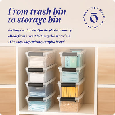 Homz 7.5 Qt Clear Storage Organizing Container Bins with Latching Lids, 10 Pack