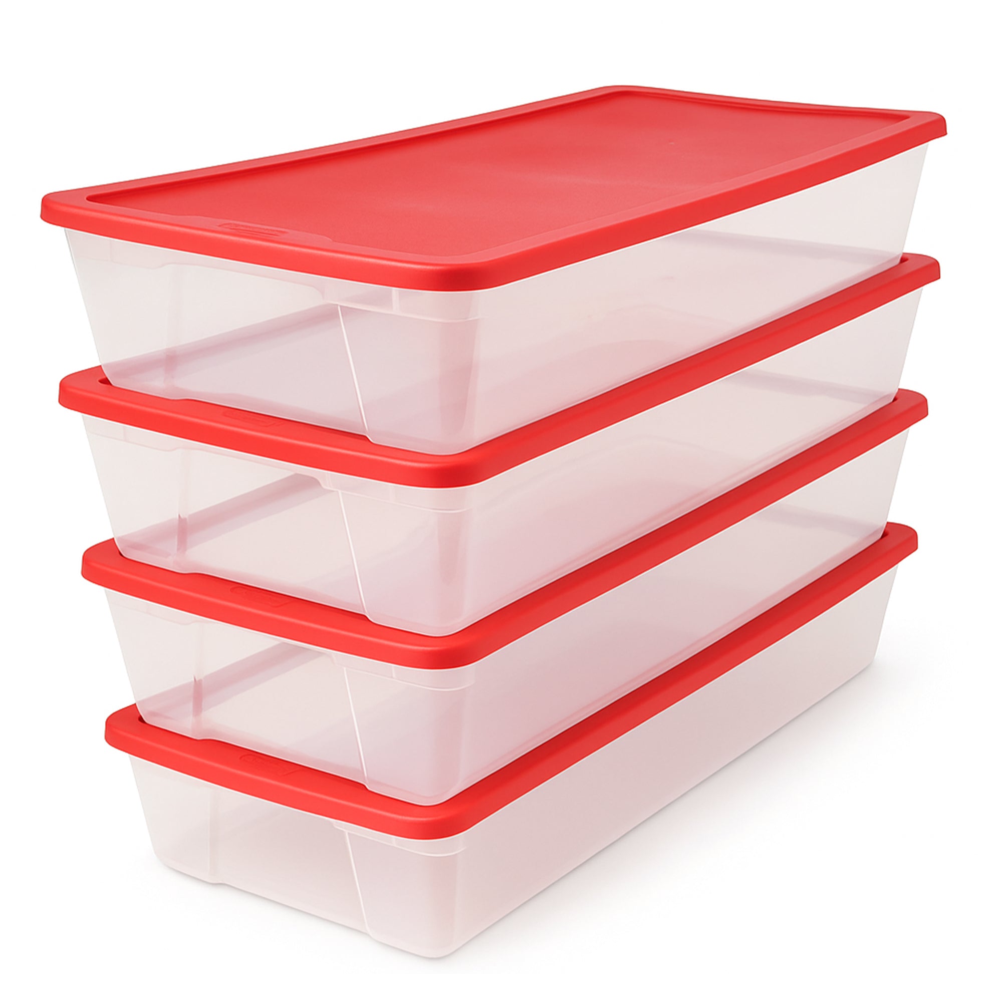 Homz 41Qt Clear Plastic Storage Container w/Red Snap Lock Lid (4pk) (Open Box) - VMInnovations