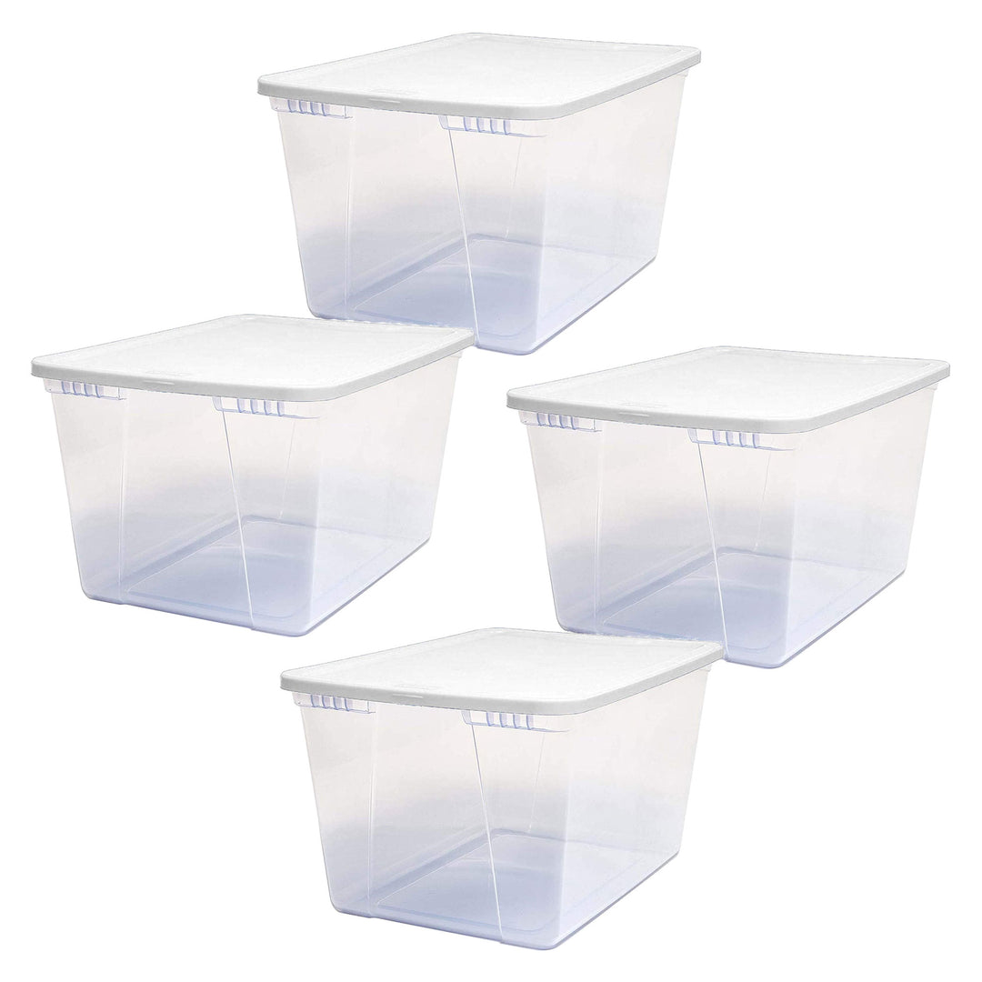 Homz 56qt Snaplock Clear Plastic Storage Container Bin with Secure Lid (4 Pack)