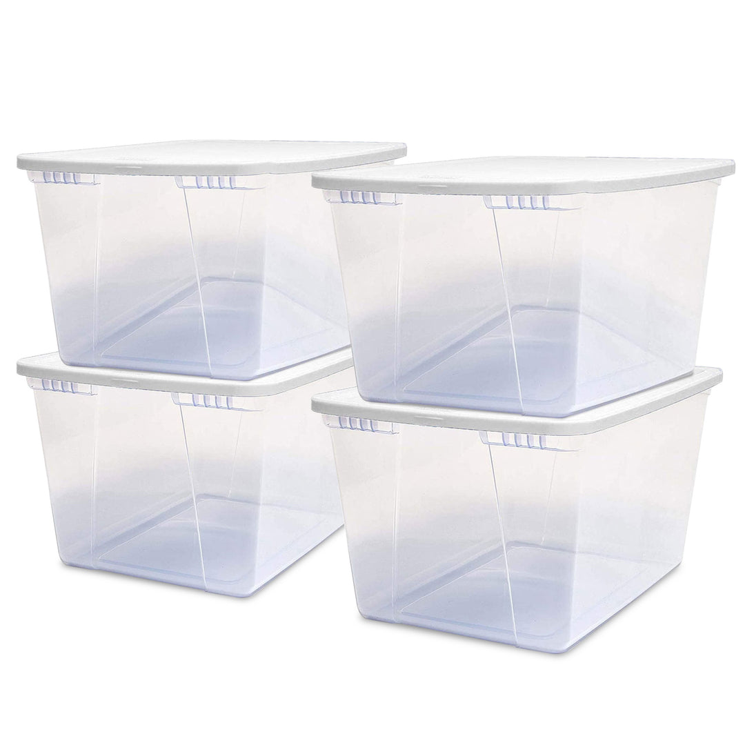 Homz 56qt Snaplock Clear Plastic Storage Container Bin with Secure Lid (4 Pack) - VMInnovations
