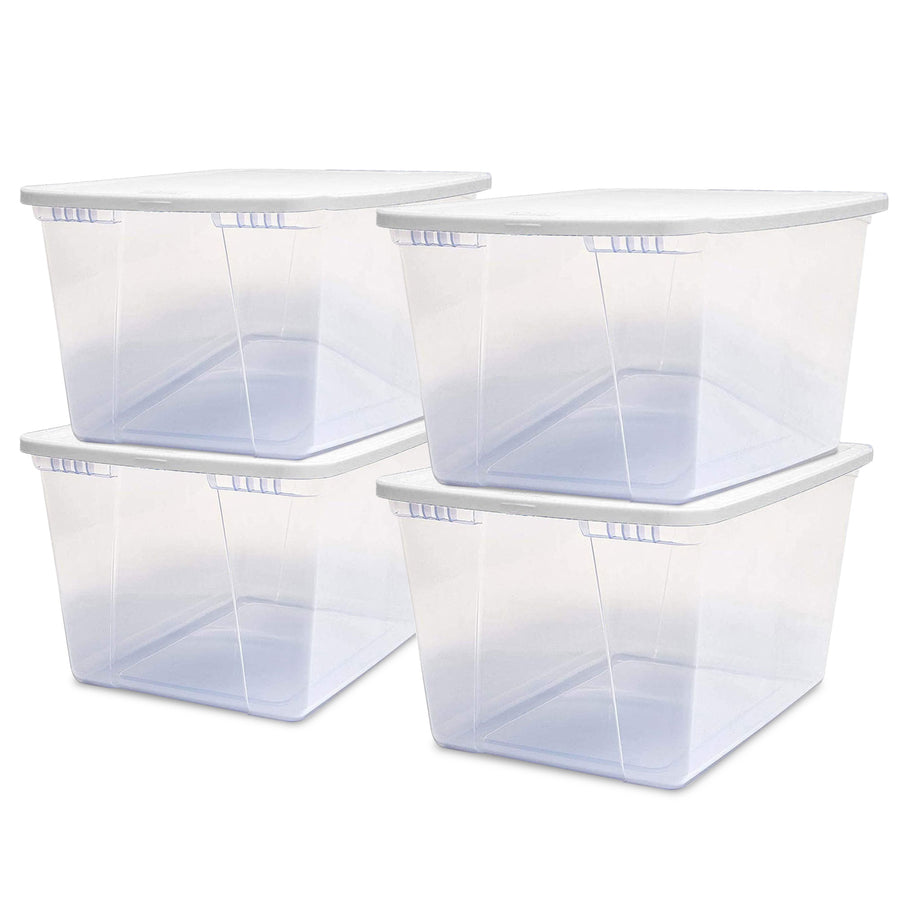 Homz 56qt Snaplock Clear Plastic Storage Container Bin with Secure Lid (4 Pack) - VMInnovations