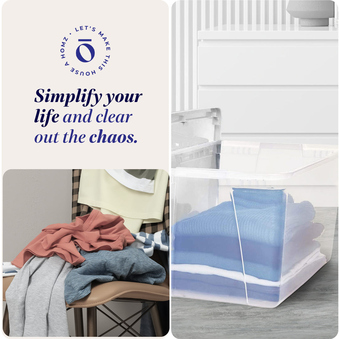 Homz 56qt Snaplock Clear Plastic Storage Container Bin with Secure Lid (4 Pack) - VMInnovations