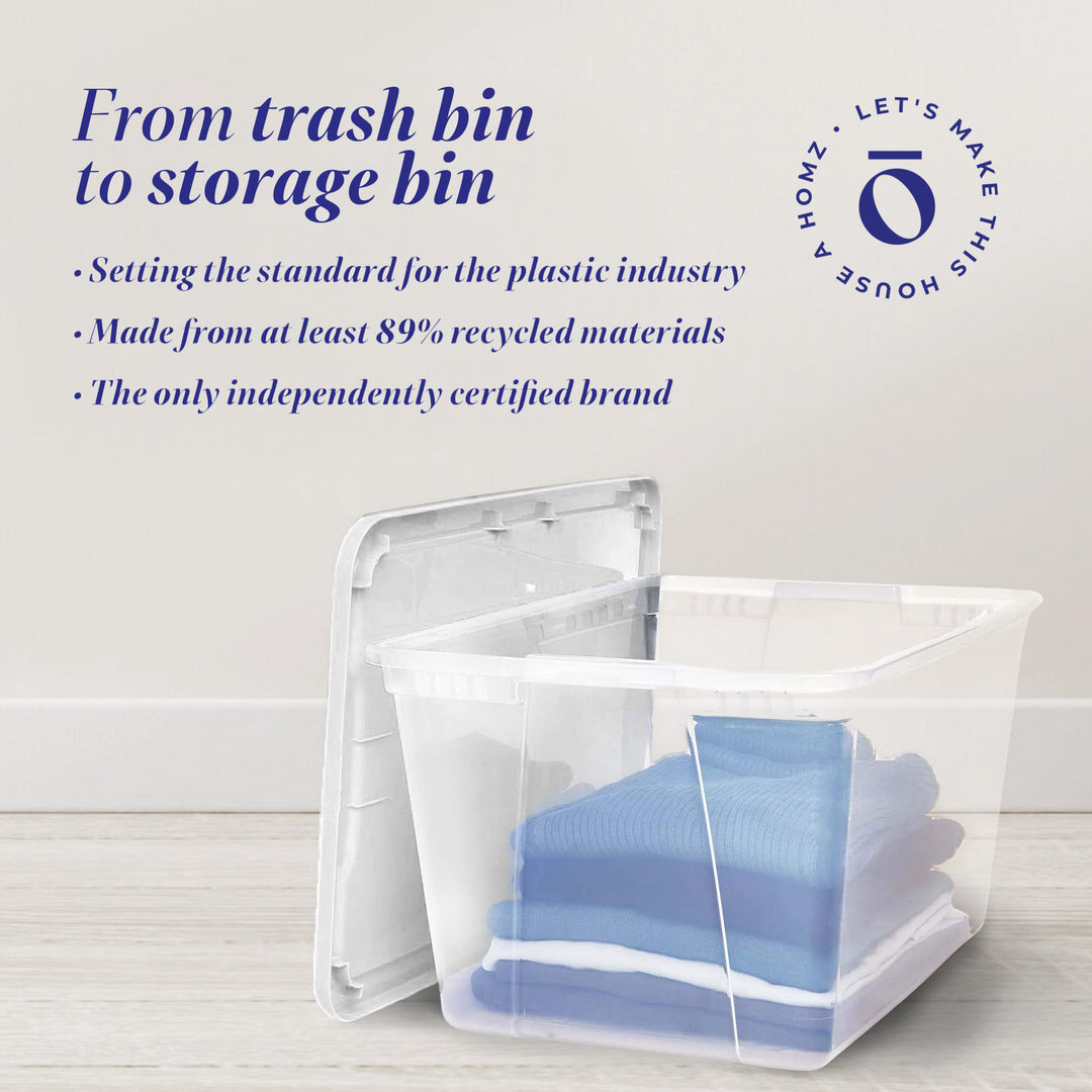 Homz 56qt Snaplock Clear Plastic Storage Container Bin with Secure Lid (4 Pack) - VMInnovations