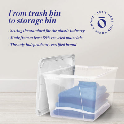 Homz 56qt Snaplock Clear Plastic Storage Container Bin with Secure Lid (4 Pack) - VMInnovations