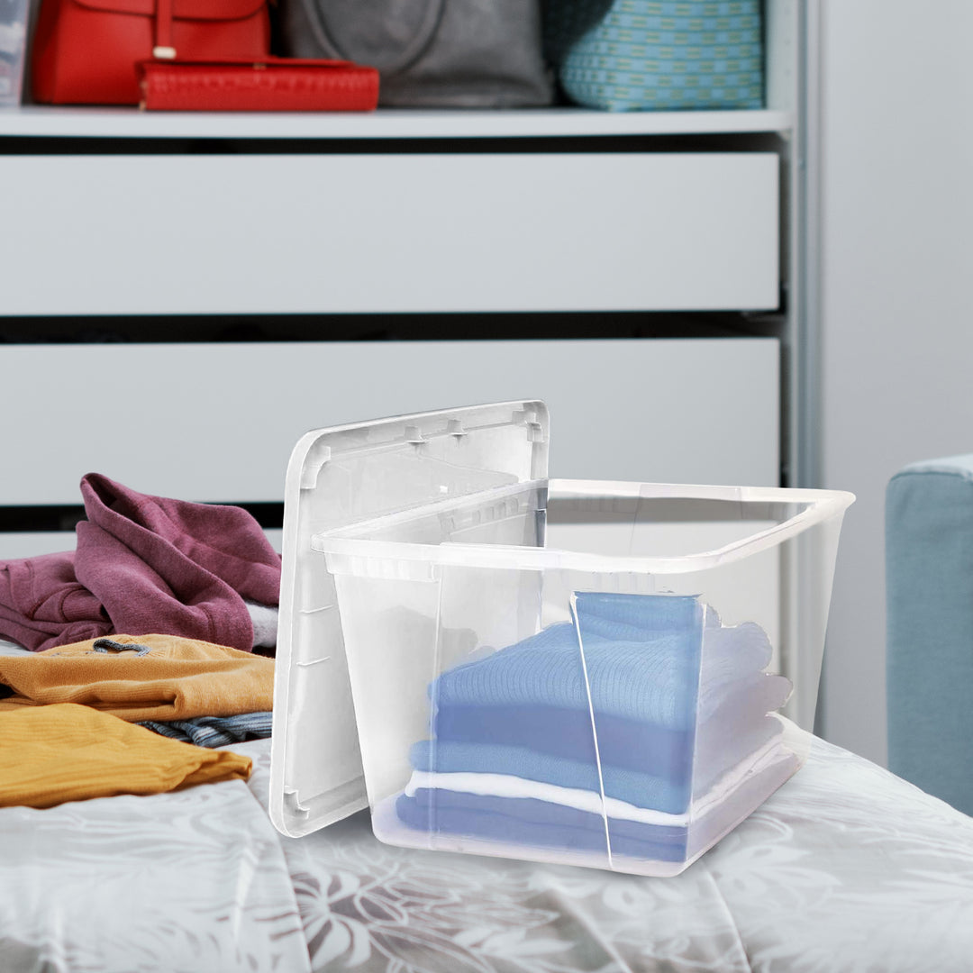 Homz 56qt Snaplock Clear Plastic Storage Container Bin with Secure Lid (4 Pack) - VMInnovations