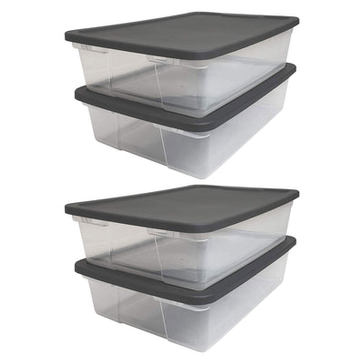 Homz Snaplock 28 Quart Clear Organizer Storage Container Bin with Lid, (4 Pack)