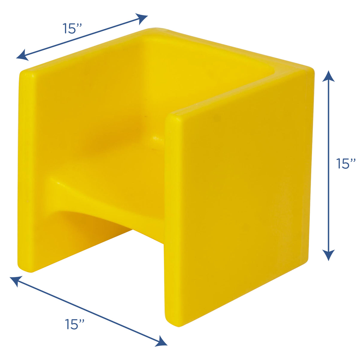 Children's Factory Indoor Outdoor Classroom & Playroom Kids Cube Chair, Yellow - VMInnovations