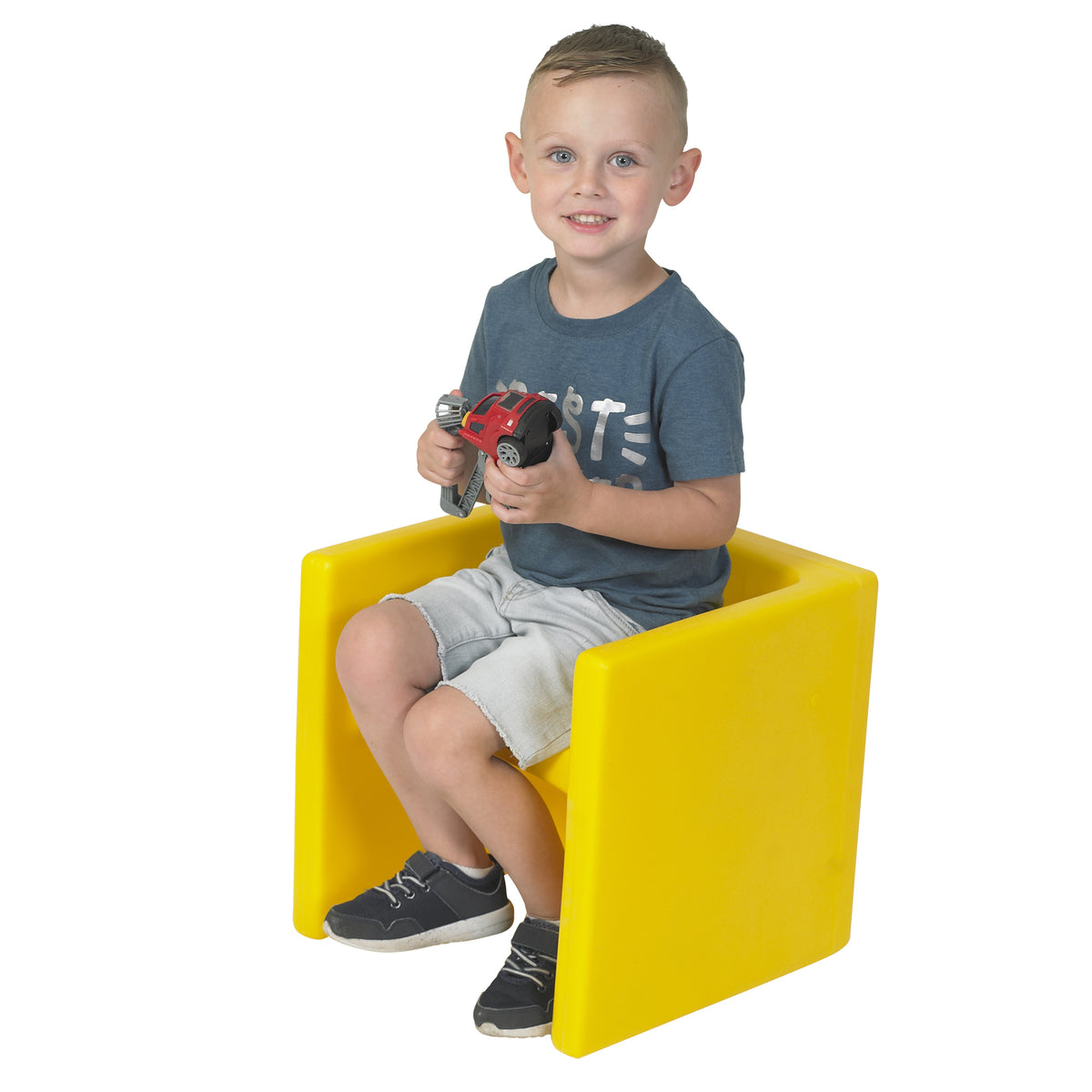 Children's Factory Indoor Outdoor Classroom & Playroom Kids Cube Chair, Yellow - VMInnovations
