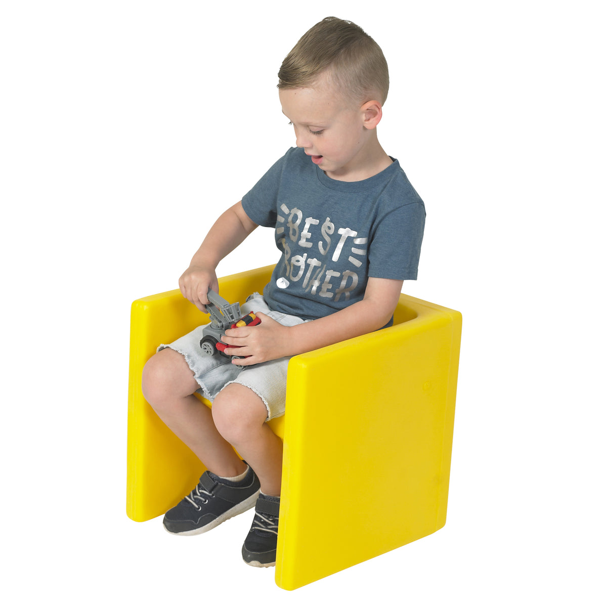 Children's Factory Indoor Outdoor Classroom & Playroom Kids Cube Chair, Yellow - VMInnovations