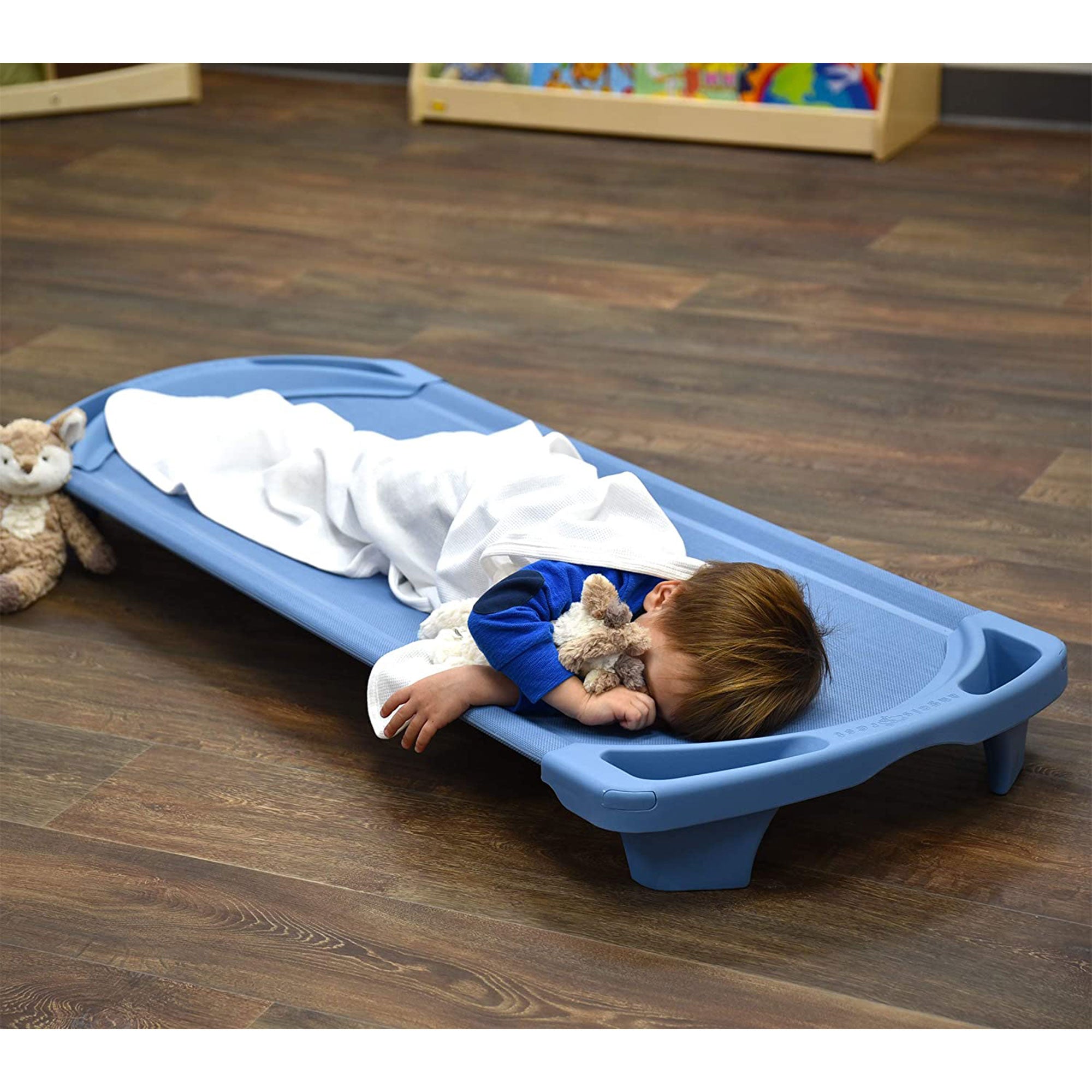 Angeles SpaceLine Toddler Portable Nap Cots for Kids, Wedgewood Blue (4 Pack)