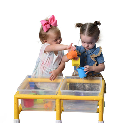 Children's Factory Mini Double Discovery Sensory Kids Table with 2 Tubs, Yellow - VMInnovations