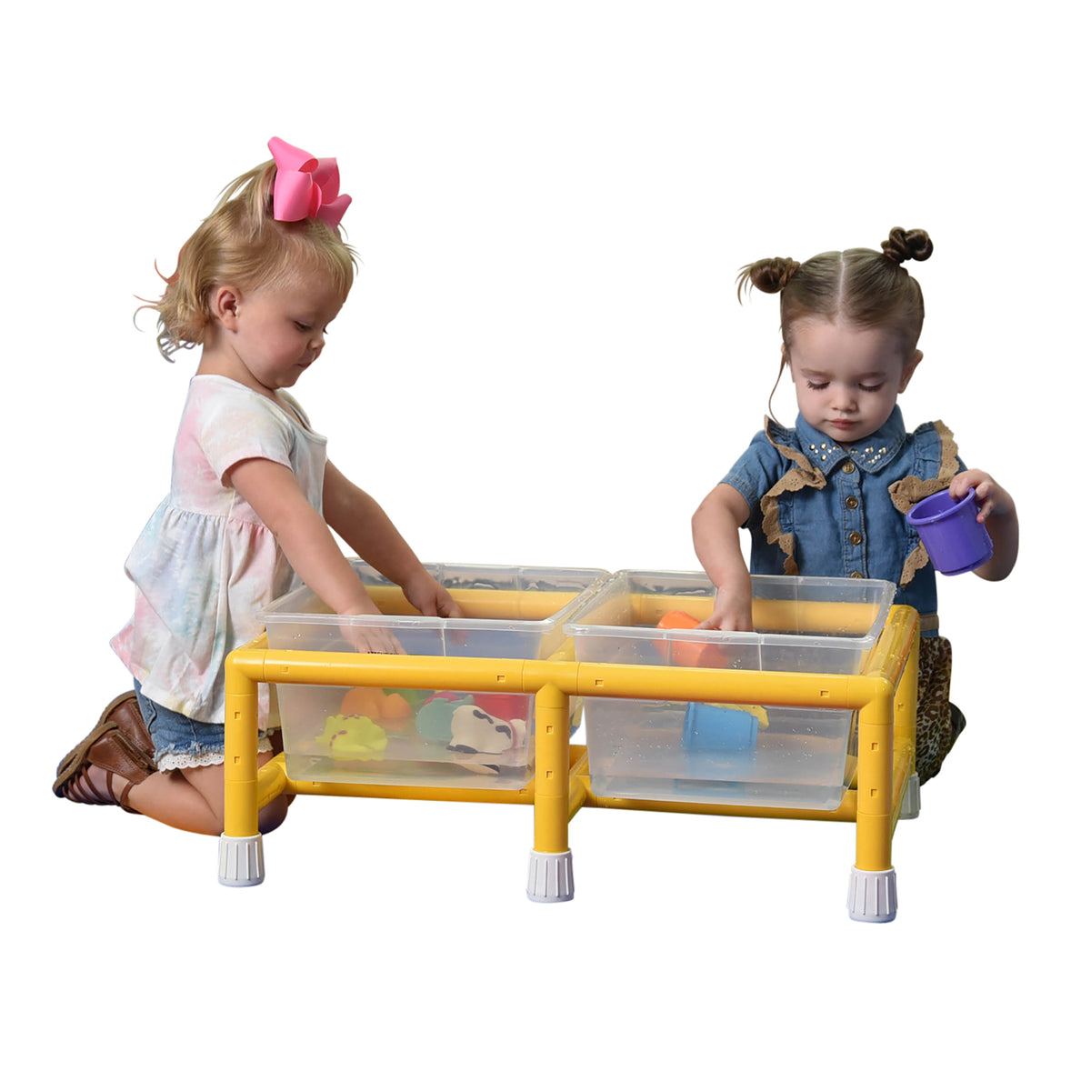 Children's Factory Mini Double Discovery Sensory Kids Table with 2 Tubs, Yellow - VMInnovations