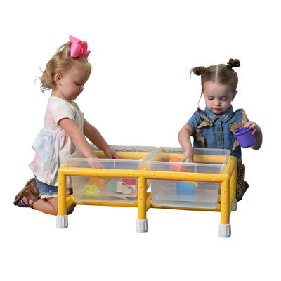 Children's Factory Mini Double Discovery Sensory Kids Table with 2 Tubs, Yellow - VMInnovations