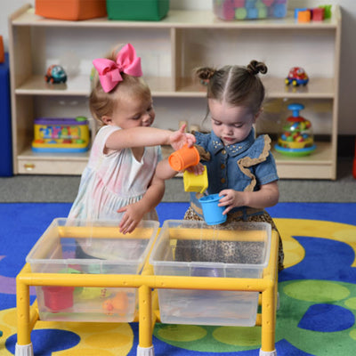 Children's Factory Mini Double Discovery Sensory Kids Table with 2 Tubs, Yellow - VMInnovations