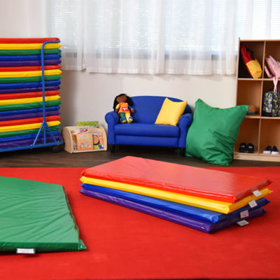 Children's Factory 2 Inch Daycare Floor Sleeping Rest Mats, Rainbow (Set of 5) - VMInnovations