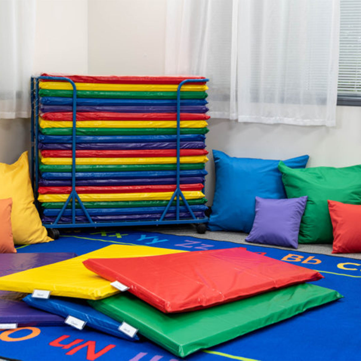 Children's Factory 2 Inch Daycare Floor Sleeping Rest Mats, Rainbow (Set of 5) - VMInnovations