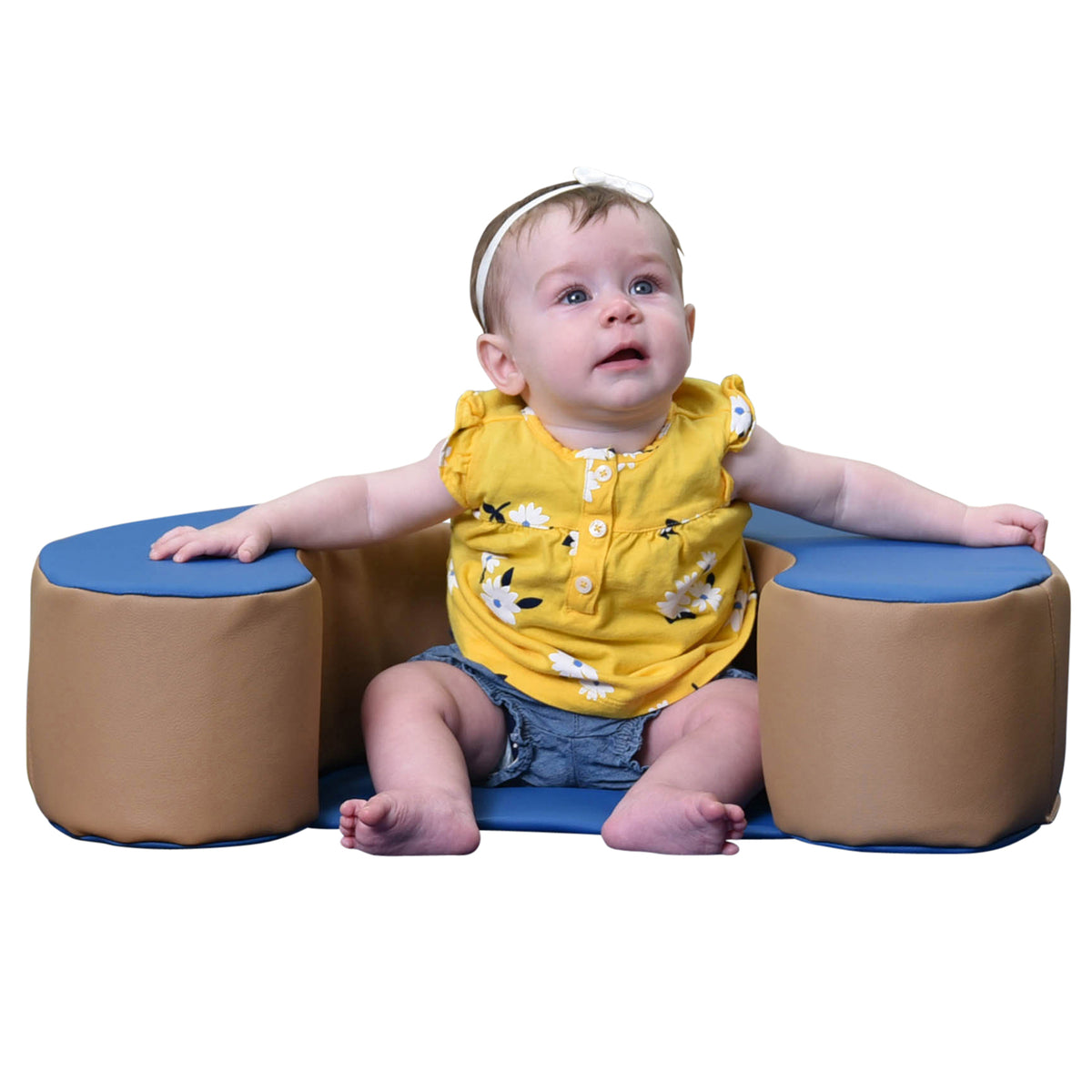 Children's Factory Woodland Sit Me Up Foam Seat Lounger for Newborns, Blue/Tan - VMInnovations