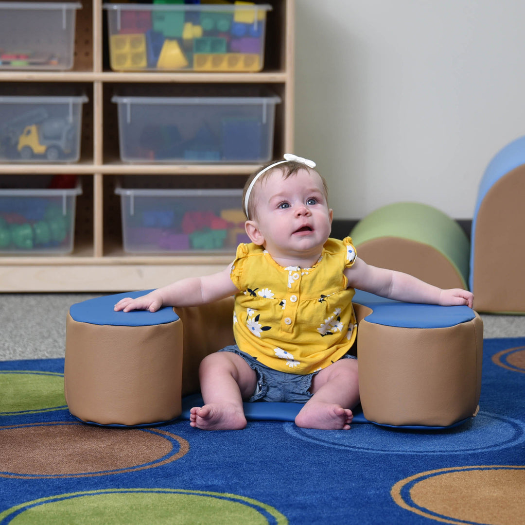 Children's Factory Woodland Sit Me Up Foam Lounger for Newborns, Blue/Tan (Used) - VMInnovations