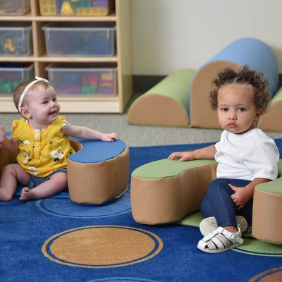 Children's Factory Woodland Sit Me Up Foam Seat Lounger for Newborns, Blue/Tan - VMInnovations
