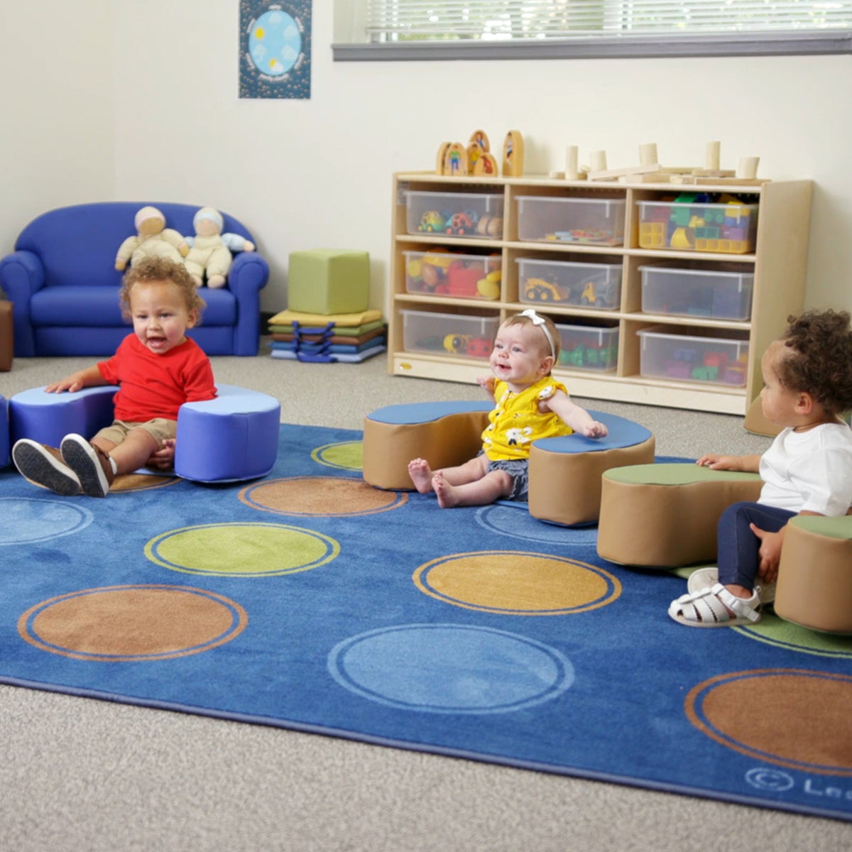 Children's Factory Woodland Sit Me Up Foam Seat Lounger for Newborns, Blue/Tan - VMInnovations