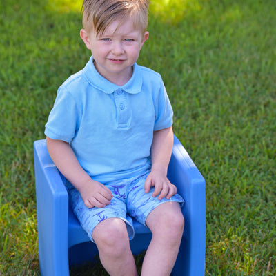Children's Factory Indoor Outdoor Kids Cube Chair For Classroom, Sky Blue