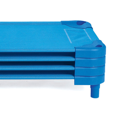 Angeles Value Line Standard Portable Stackable Nap Cots for Kids, Blue (4 Pack) - VMInnovations