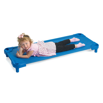 Angeles Value Line Standard Portable Stackable Nap Cots for Kids, Blue (4 Pack) - VMInnovations