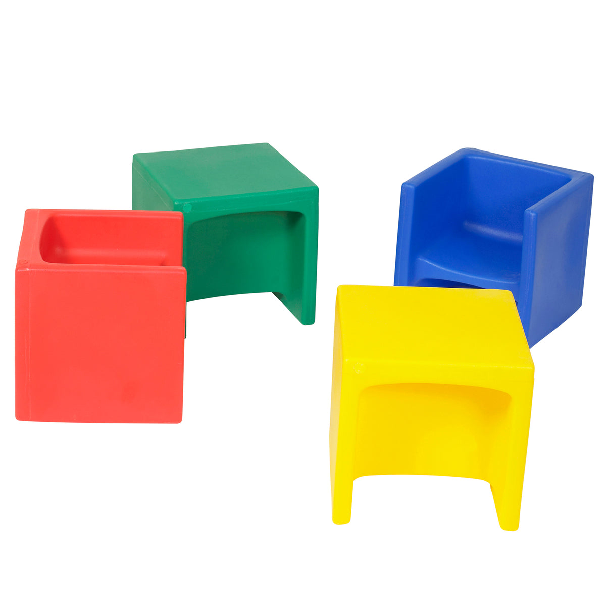 Children's Factory Indoor Outdoor Classrom Kids Cube Chair, Multicolor 4 Pack - VMInnovations