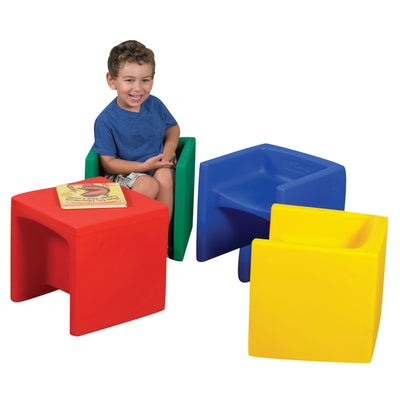 Children's Factory Indoor Outdoor Classrom Kids Cube Chair, Multicolor 4 Pack - VMInnovations