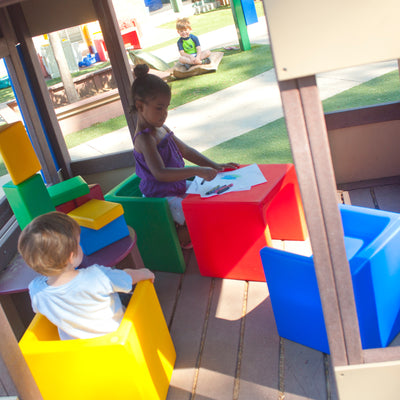 Children's Factory Indoor Outdoor Classrom Kids Cube Chair, Multicolor 4 Pack - VMInnovations