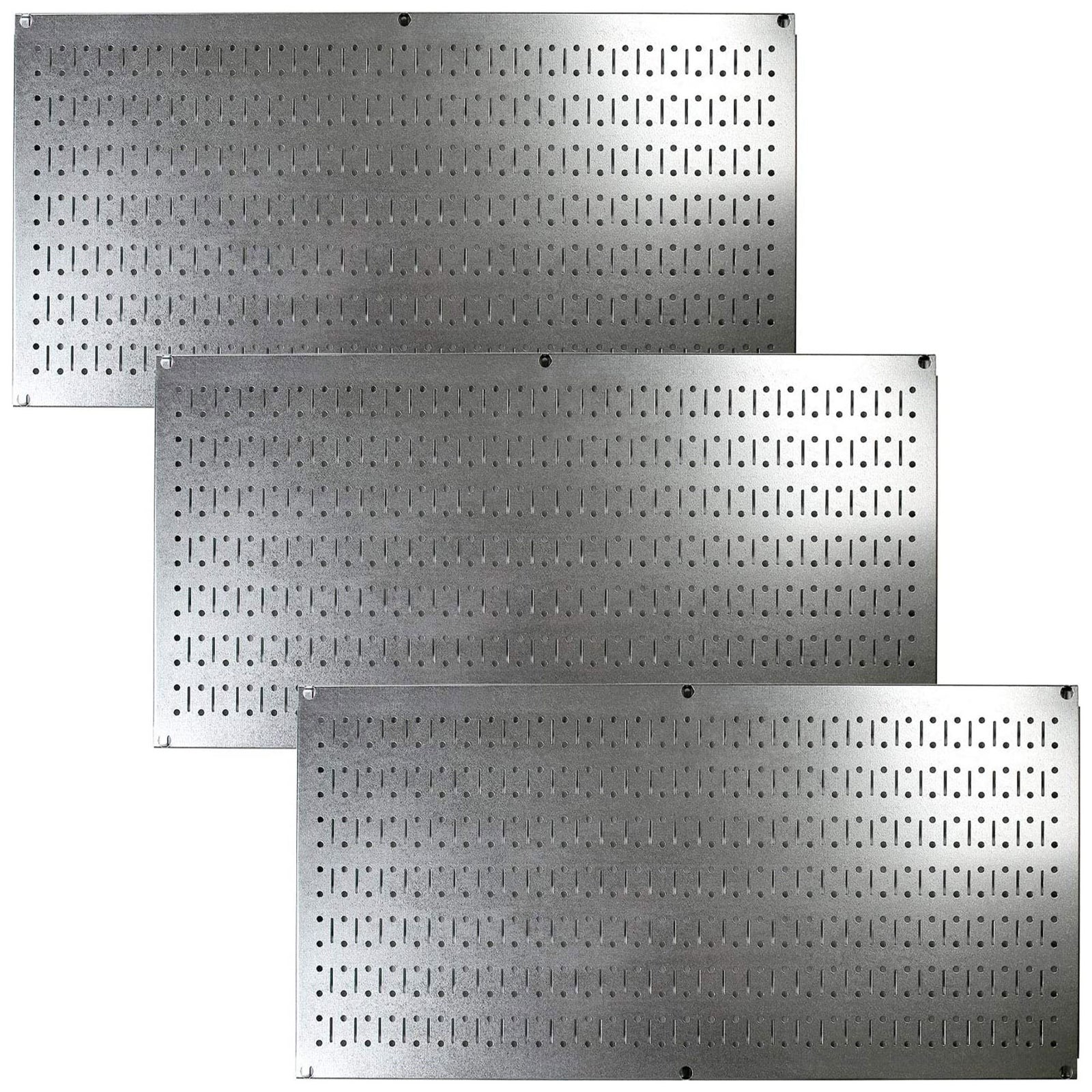 Wall Control 32"x16" Horizontal Pegboard Garage Tool Organizer, Silver (3 Pack) - VMInnovations
