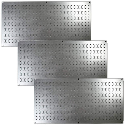Wall Control 32"x16" Horizontal Pegboard Garage Tool Organizer, Silver (3 Pack) - VMInnovations