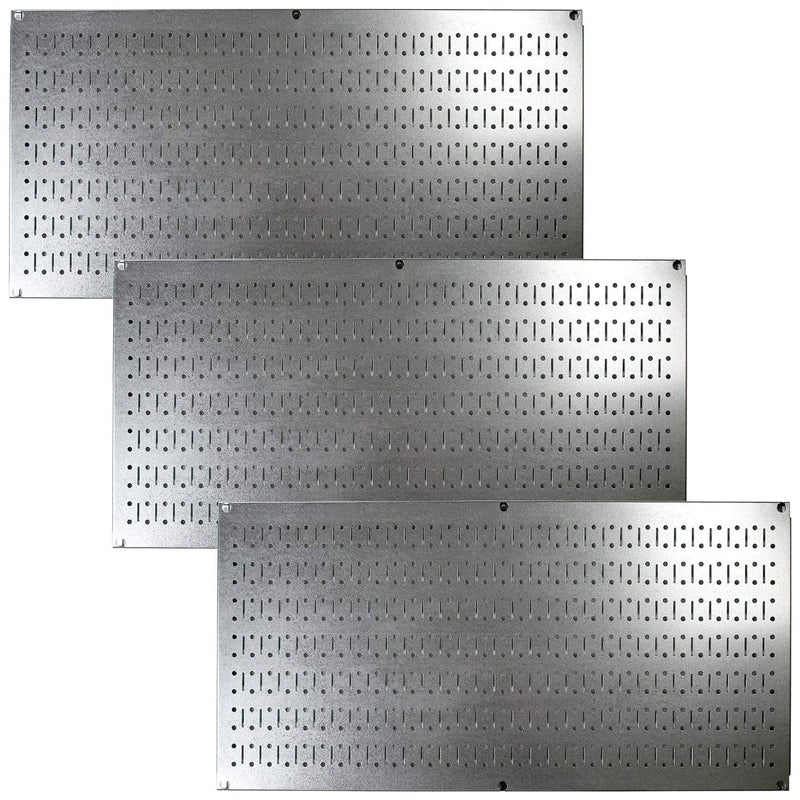 Wall Control 32"x16" Horizontal Pegboard Garage Tool Organizer, Silver (3 Pack)