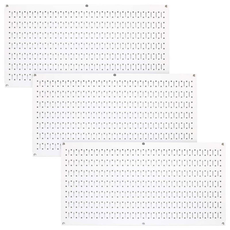 32" x 16" Horizontal Pegboard Garage Tool Organizer, White (3 Pack) (Open Box)