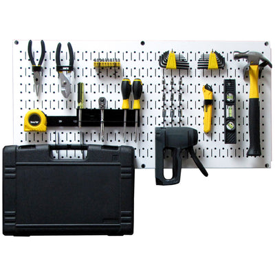 32" x 16" Horizontal Pegboard Garage Tool Organizer, White (3 Pack) (Open Box) - VMInnovations
