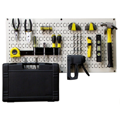Wall Control 32" x 16" Horizontal Pegboard Garage Tool Organizer, Beige (3 Pack)