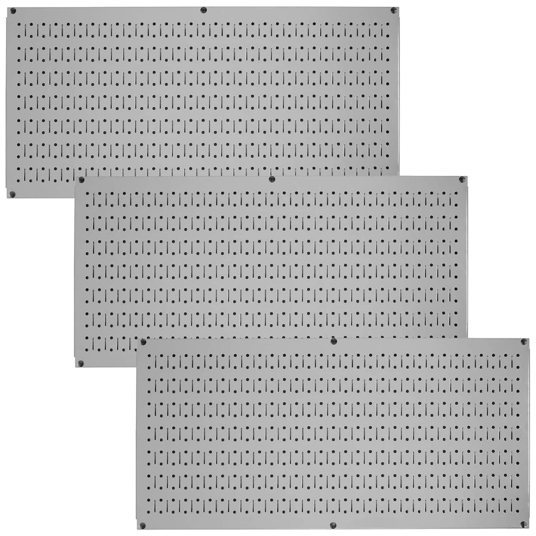 Wall Control 32" x 16" Horizontal Pegboard Garage Tool Organizer, Gray (3 Pack)