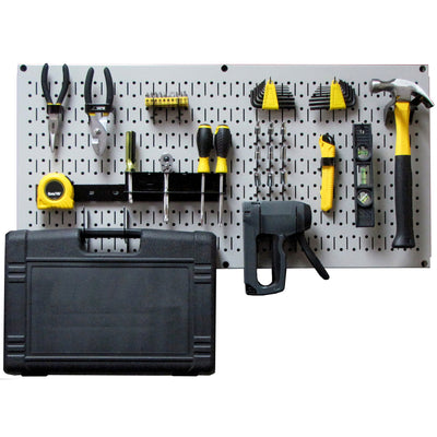 32" x 16" Horizontal Pegboard Garage Tool Organizer, Gray (3 Pack) (Used)