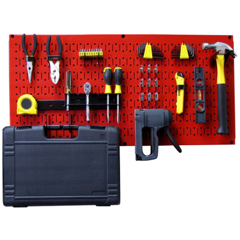 Wall Control 32" x 16" Horizontal Pegboard Garage Tool Organizer, Red (3 Pack)