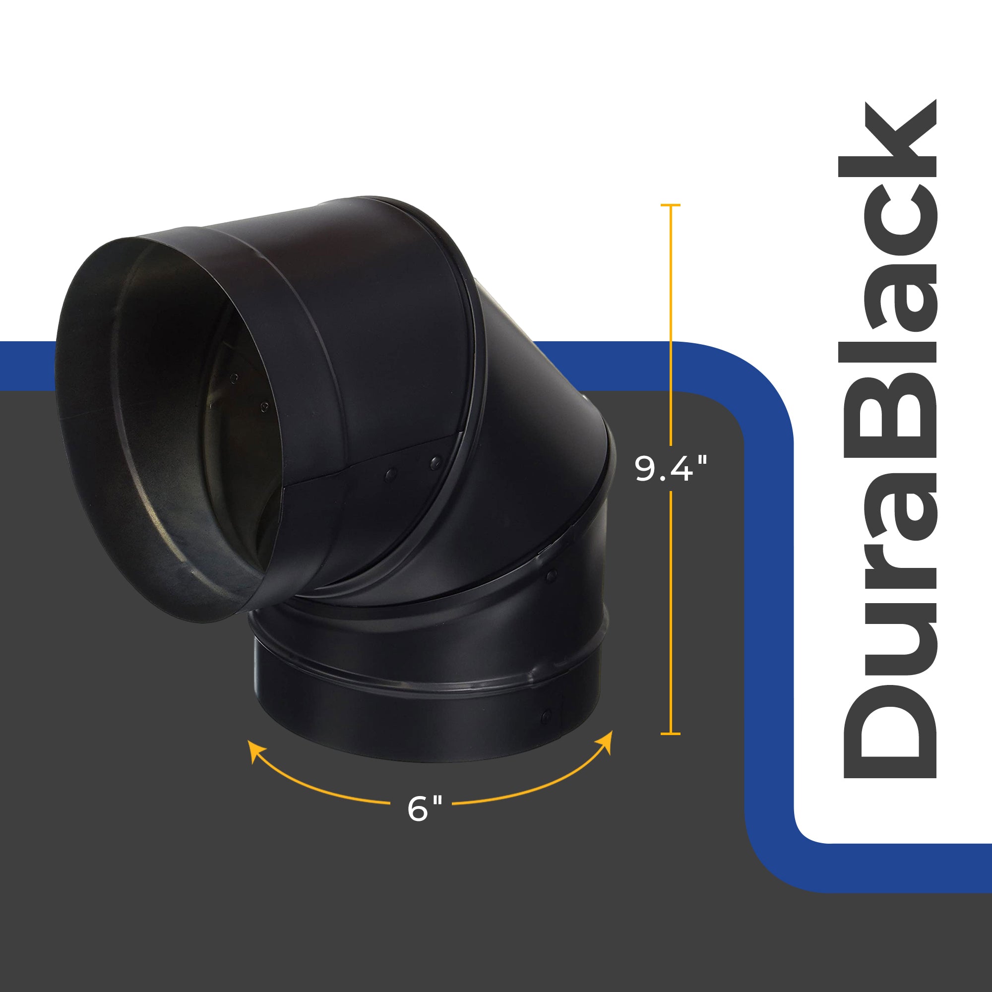 DuraVent 6" Drip Free Single Wall 90 Degree Elbow Stove Pipe, Black (Open Box)