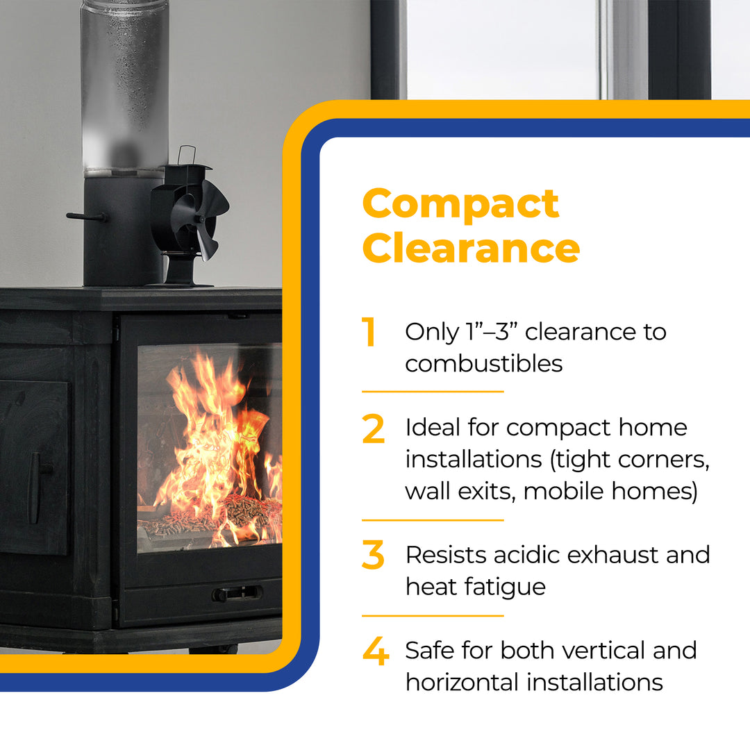 DuraVent PelletVent 36" L x 3" Diameter Double Wall Straight Steel Stove Pipe - VMInnovations