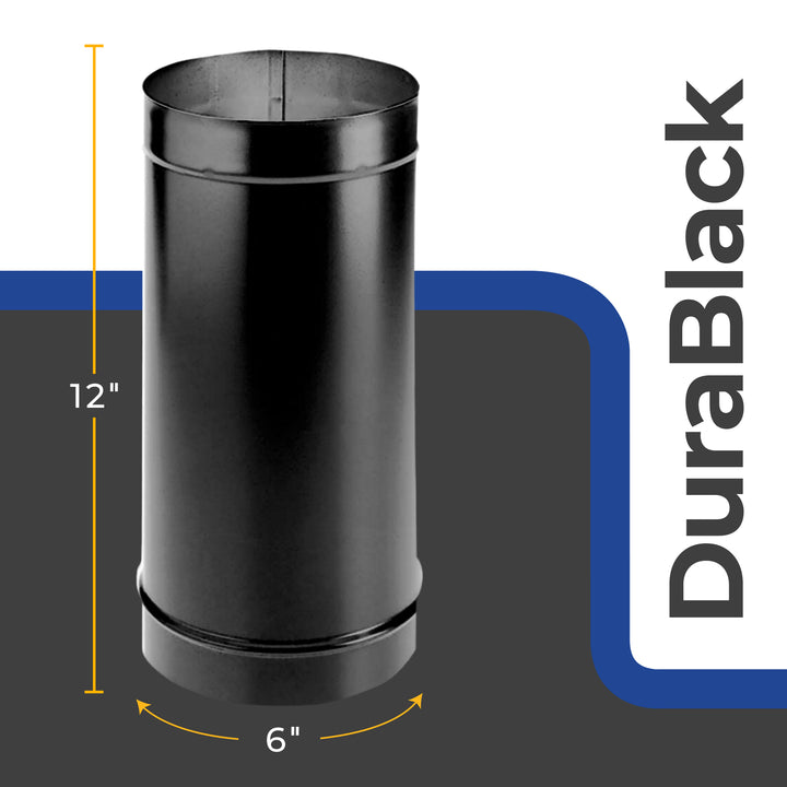 DuraVent DuraBlack 6DBK-12 6 Inch Steel Single Wall Interior Stove Pipe, Black